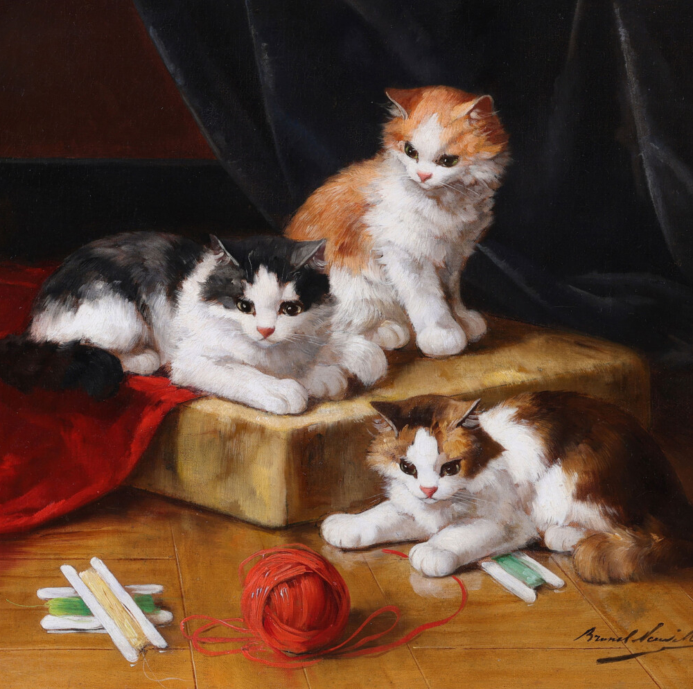 Alfred Arthur Brunel De Neuville oil painting cats buy European art online dealer