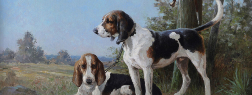 Alfred De Gesne Two Hunting Dogs oil painting buy European Art Online Fine Art Dealer