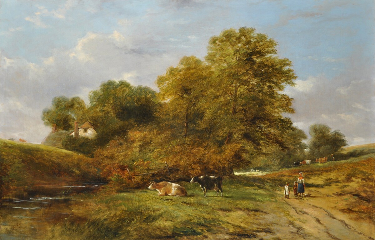 Cole, George – Cattle Grazing by a Path - Victoria Fine Art