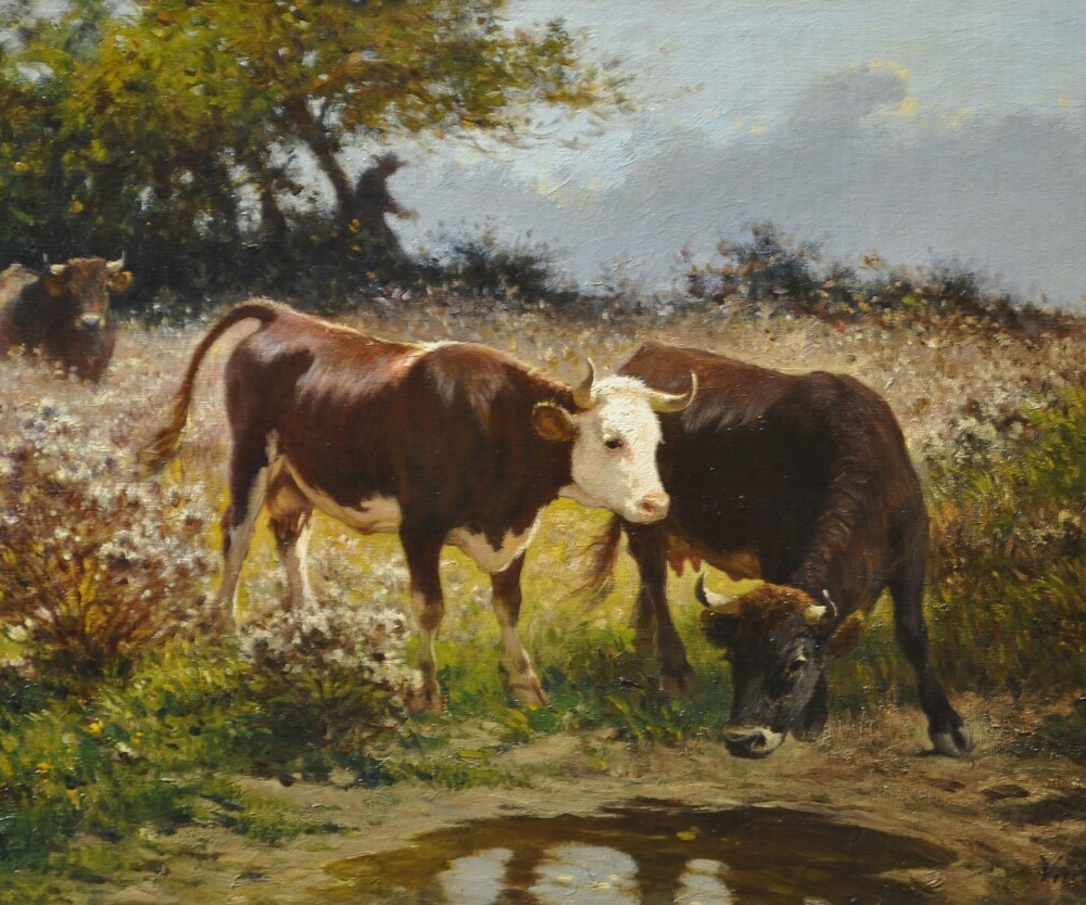 Felix Dominique De Vuillefroy Cattle Watering buy original European art online