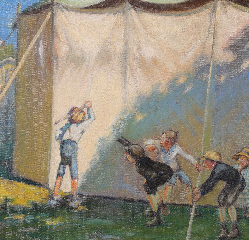 Francisque Poulbot Buys Playing Behind A Tent buy European Impressionst art online