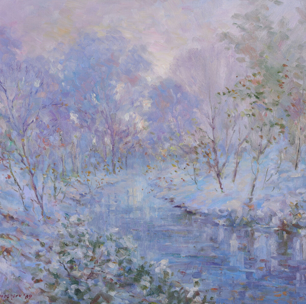 John Henderson A Frozen River buy modern british impressionist post war art online