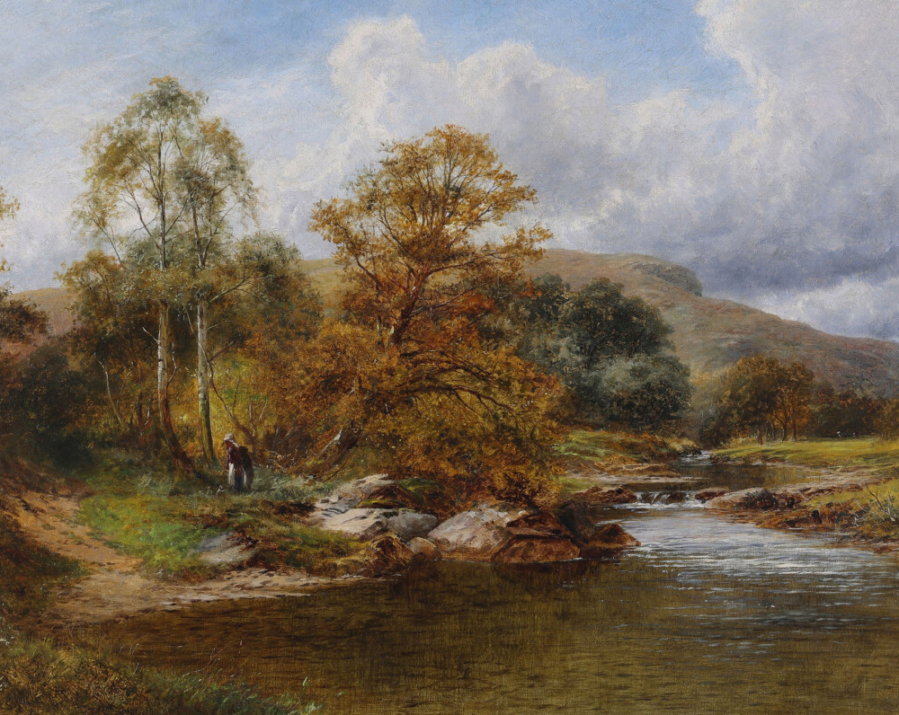 David Bates A Figure by a River 1877 buy Victorian art online