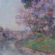 Henri Aurrens Impressionist oil painting, A River Landscape